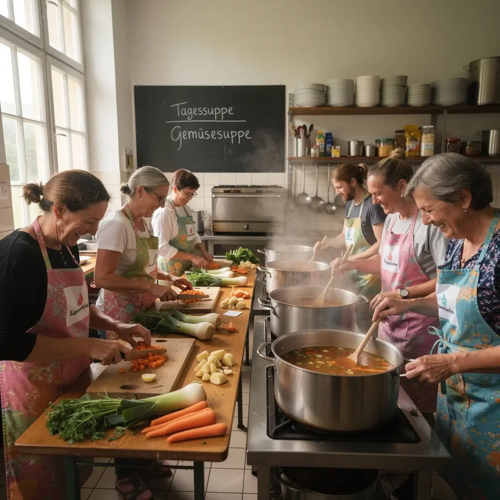 Ein schГ¶ner Tisch gedeckt mit Suppentellern und verschiedenen SoГџen fГјr ein festliches Essen.
