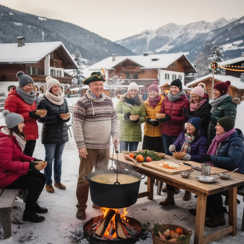 Kochrezepte auf einem Notizblock, die klassische Г¶sterreichische Suppen und SoГџen beschreiben.